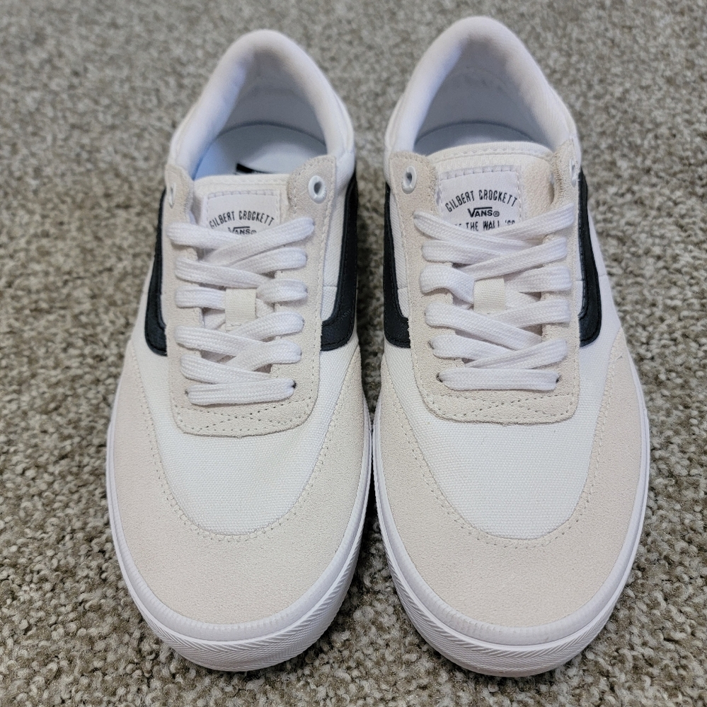 Vans Men's Cream and Black Sneakers